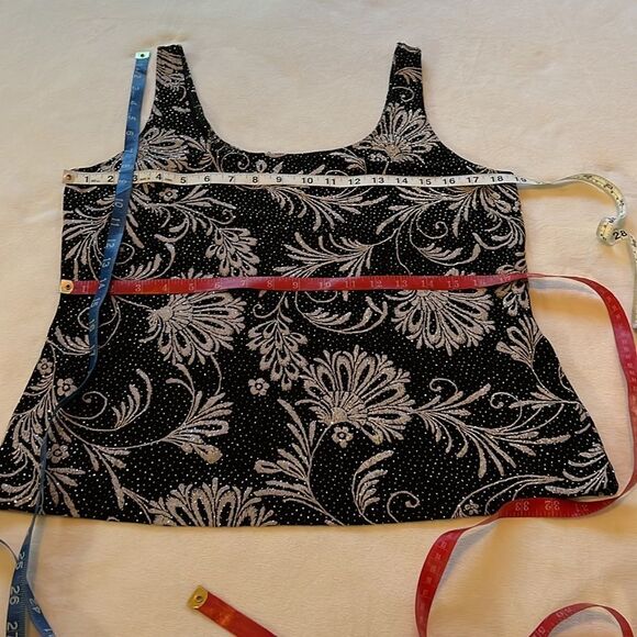 Alex Evening Twin Set Sz Large Diamond Glitter Scoop Neck Tank 3/4 Sleeve Jacket - Picture 10 of 16